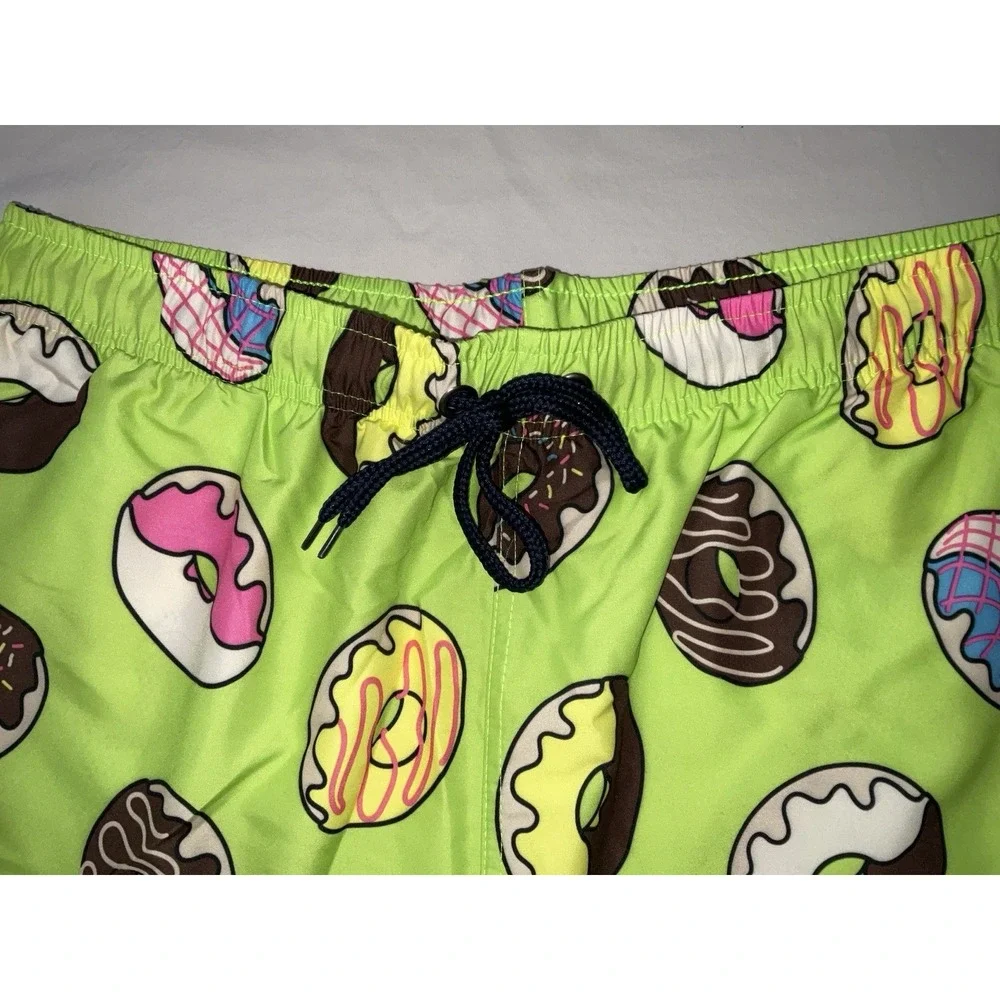 NWT Men's U.S.‎ Surf Club Oahu, Hawaii Neon Green Donut Swim Trunks - Large